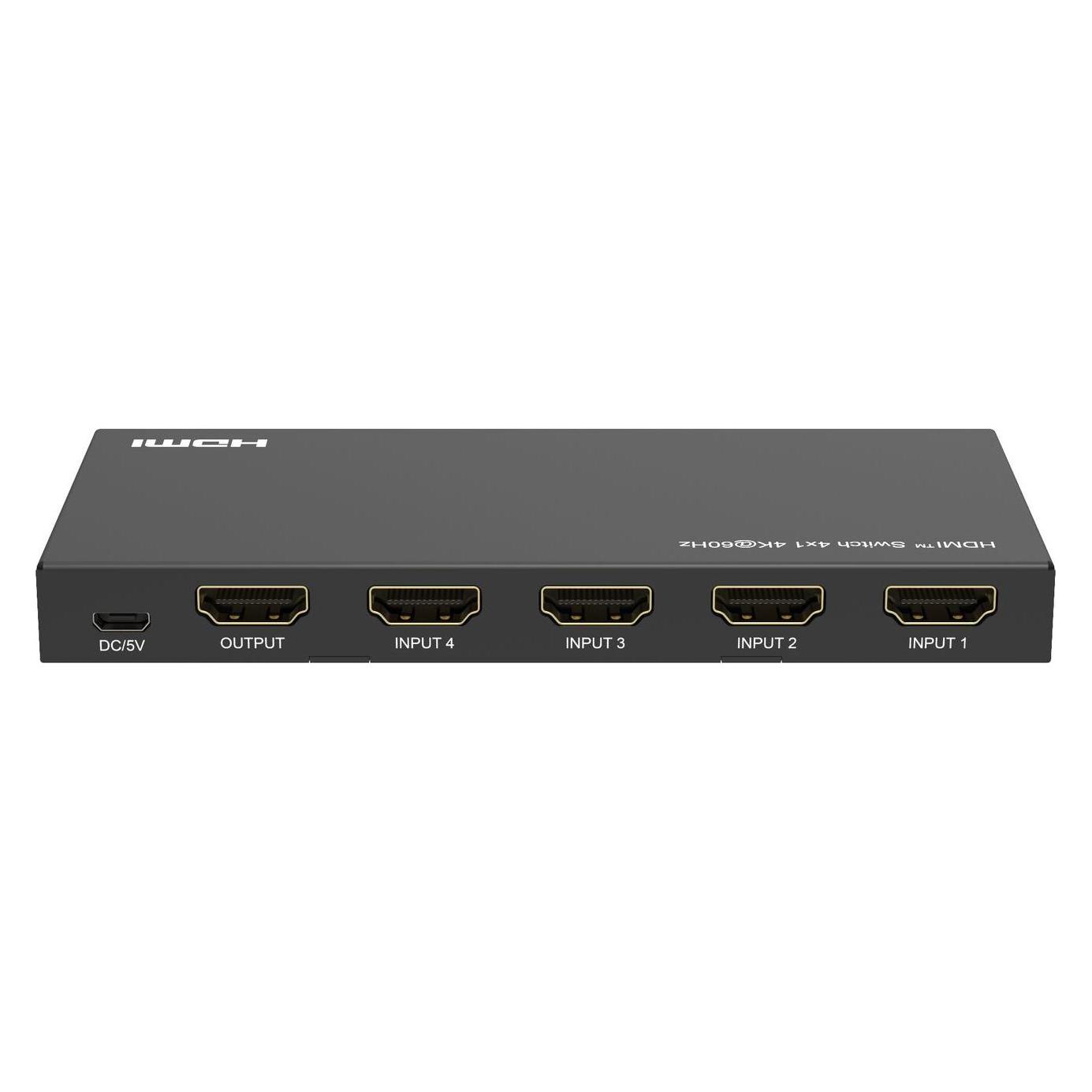 MicroConnect 4K@60Hz HDMI Switch 4x1, HDCP (MC-HDMISWITCH0401-4K)