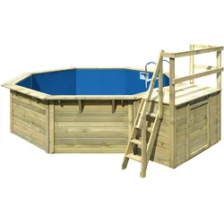 Karibu Pool Modell X2 470 x 470 cm mit Terrasse - kdi mit Metallecken