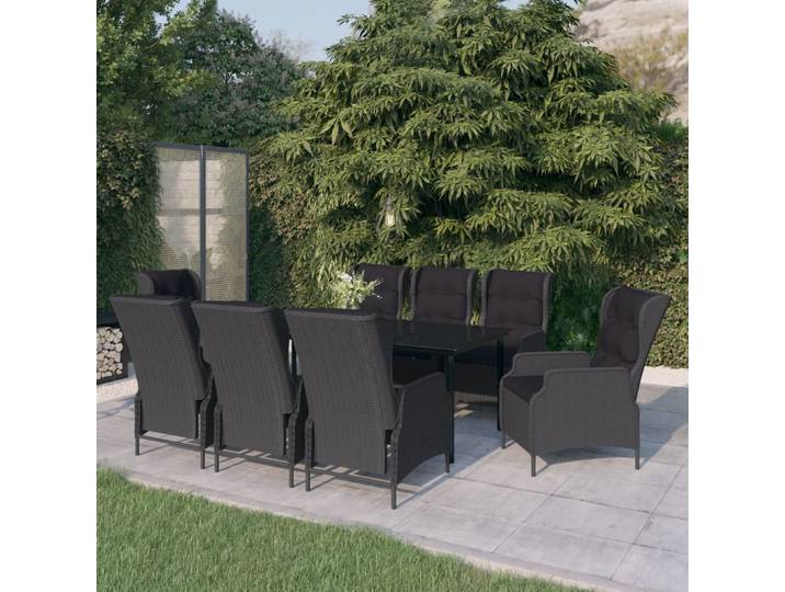 vidaXL 9-tlg. Garten-Essgruppe Dunkelgrau