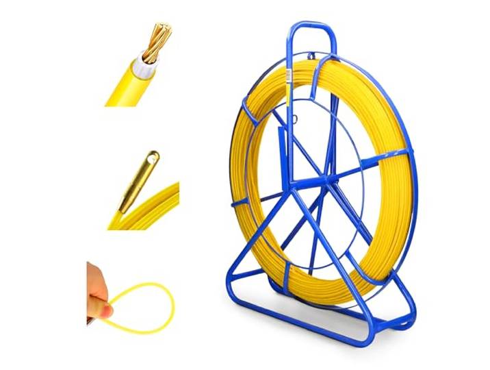 Extralink FRP Glasfaserstab 6mm Durchmesser 50m,Leerrohr mit Rollenhalter und Bremse,Einziehfeder mit hoher Elastizität und Festigkeit,Fiberglas Kabel Zubehör für optimale Installation,Glasfaser