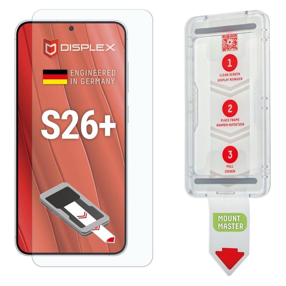 Displex Real Glass, 2D Panzerglas, MountMaster (1 Stk., Samsung Galaxy S26+) (02228)