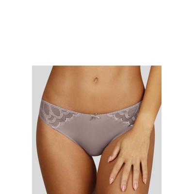Tanga LASCANA "Evita", Damen, Gr. 32/34, beige (sand), Obermaterial: 90% Polyamid, 10% Elasthan, Unterhosen Tanga, mit Cutout hinten