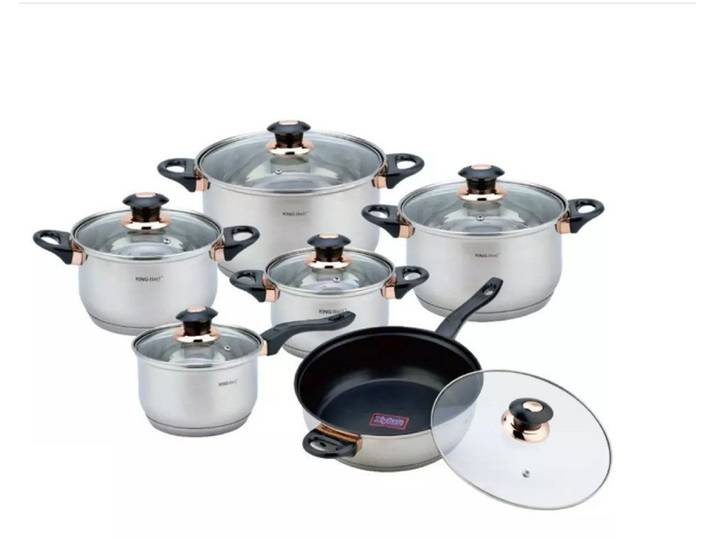 Kinghoff Topf-Set Jumbo-Kochgeschirrset aus Stahl, 12-teilig