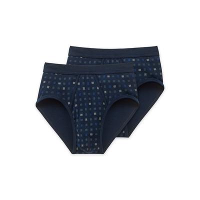 Slip SCHIESSER "Essentials", Herren, Gr. 8, Feinripp, blau (815, blau), Feinripp, Obermaterial: 100% Baumwolle, körpernah, Unterhosen Slip, mit Eingriff, Feinripp-Qualität, Softbund, kariert, Baumwolle