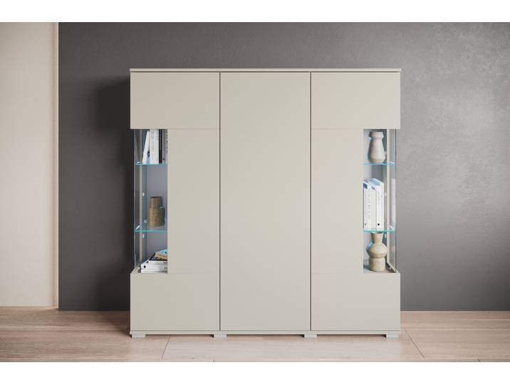 GOODproduct Kenia 1 Stk. tlg. Modernes Highboard, mit Glastüren, Breite 135 cm