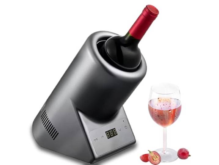 Dfdieratve Elektrischer Weinkühler, Weinkühler für Eine Flasche Wein und Champagner, Tragbarer Kühler Ohne EIS, LCD-Temperaturregelung zur Erhaltung des Besten Geschmacks, für Weinliebhaber,A