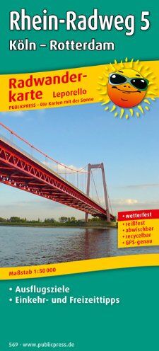 Publicpress - Radwanderkarte Rhein-Radweg 5 Köln-Rotterdam - Leporello-Falzung: Mit Ausflugszielen, Einkehr- & Freizeittipps, wetterfest, reissfest, abwischbar, GPS-genau. 1:50000 - Preis vom 13.10.2026 11:25:28 h