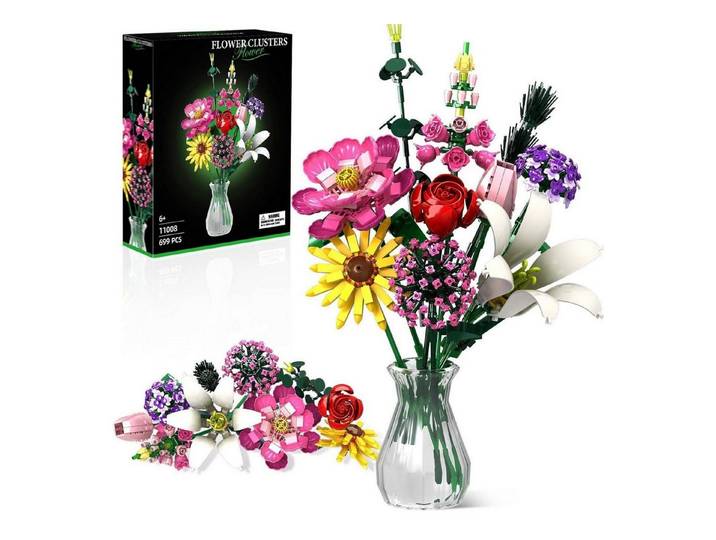 LuxusKollektion Blumenstrauß Baukasten 699 Teile DIY-Deko Konstruktions-Spielset, (699 St)