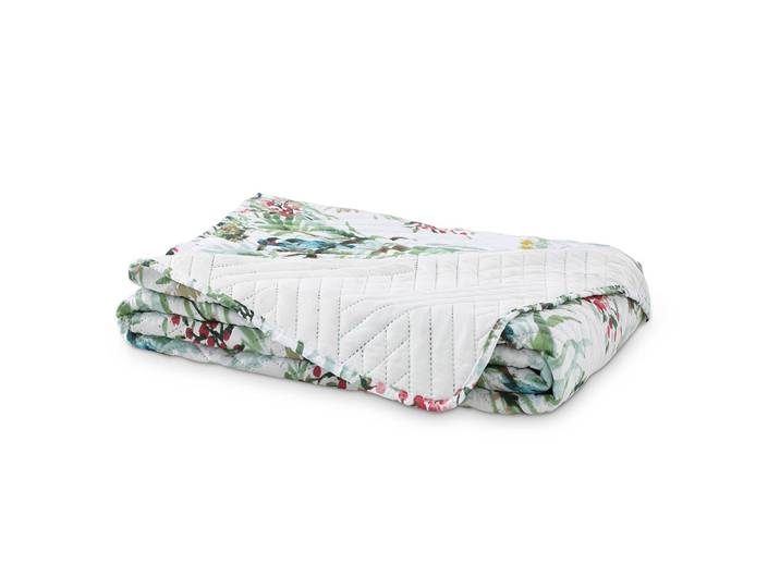 Tagesdecke Bingfisher 170 x 210cm Weiß/Weiß/Grün/Rot Microfaser