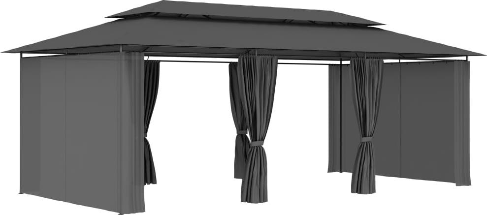 vidaXL Pavillon mit Vorhängen 600x298x270 cm Anthrazit