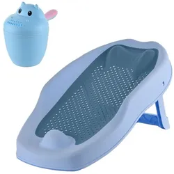 Relaxdays Baby-Badehilfe Set mit Haarwaschbecher Blau,Hellblau,Pink