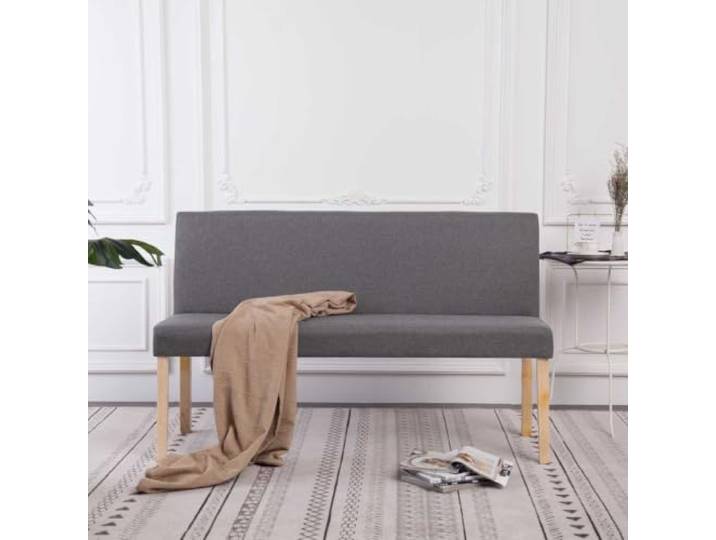 VIHHQGC Sitzbank 139,5 cm Hellgrau Polyester Kiefernholz Polsterbank Massivholzrahmen, dicke Schaumstoffpolsterung, pflegeleichter Polyesterbezug, einfache Montage, vielseitig einsetzbar