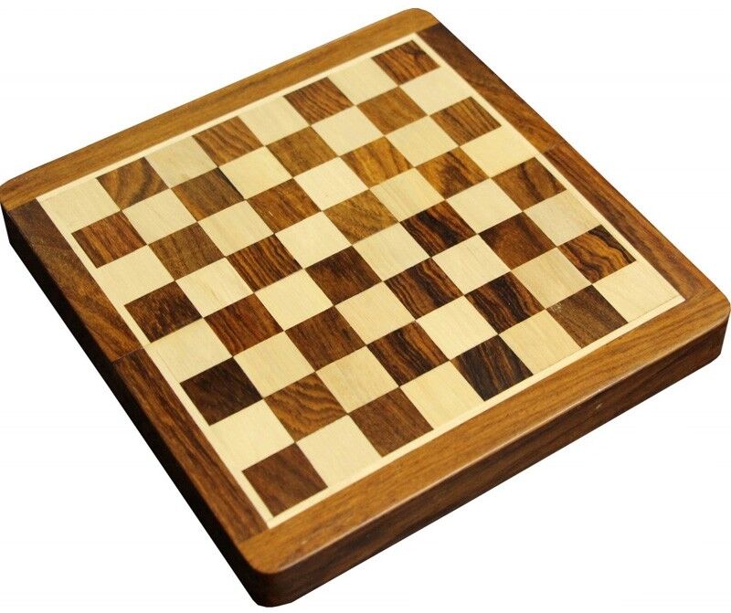 Loisirs Nouveaux Jeu d'échecs pliant magnétique marqueté, 17 cm - Bois Patiné