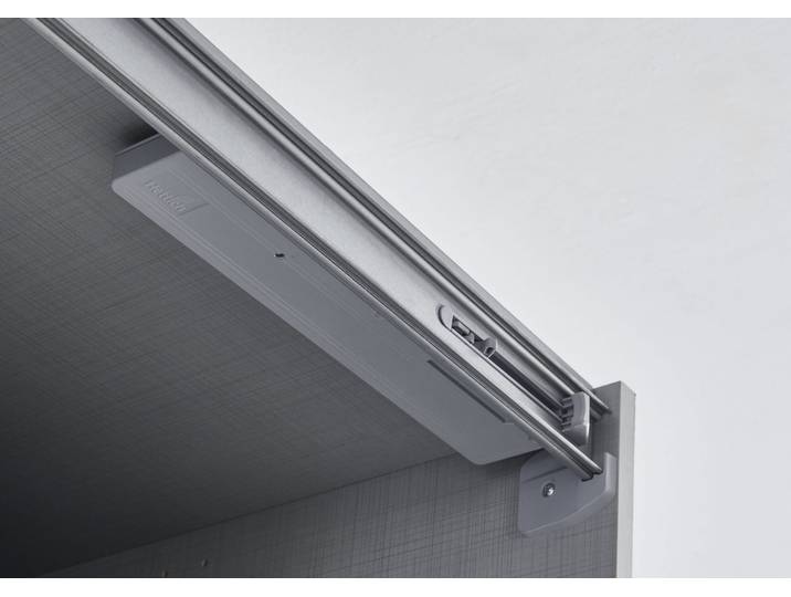 Schwebetürselbsteinzug WIMEX Stade , grau, B:14cm H:2cm T:6cm, Kunststoff, Türdämpfer, Schwebetürselbsteinzug, Für leises und sanftes Schließen der Türen