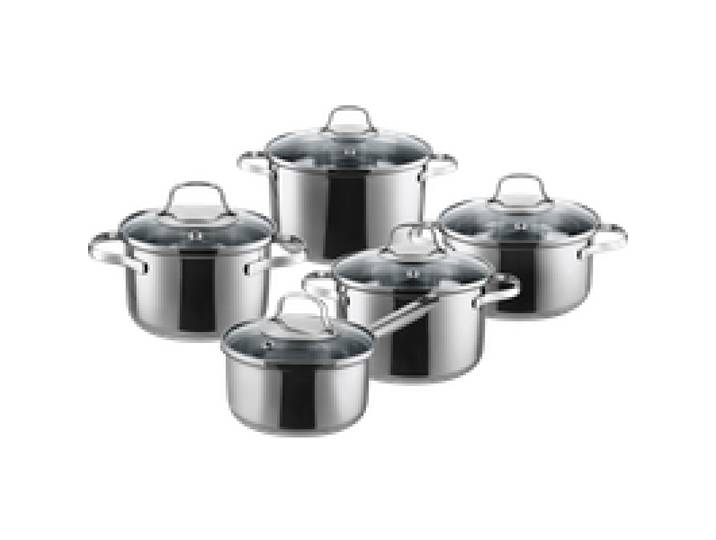 SILVERCREST® Batterie de faitouts Premium en acier inoxydable, 5 pièces (couvercle en verre)