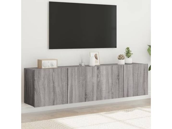 HEFZGDB TV Wandschrank Set 2 Stück Grau Sonoma 80x30x41 cm mit Wandmontage und reichlich Stauraum für Multimedia Geräte, langlebiger Holzwerkstoff, praktisches Design für optimale