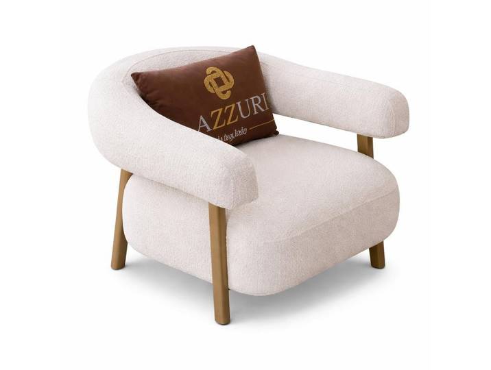 JVmoebel Sessel Bergère Modern Weiß Designer-Bergère Stoff Minimalismus Holz Sessel (1-St)