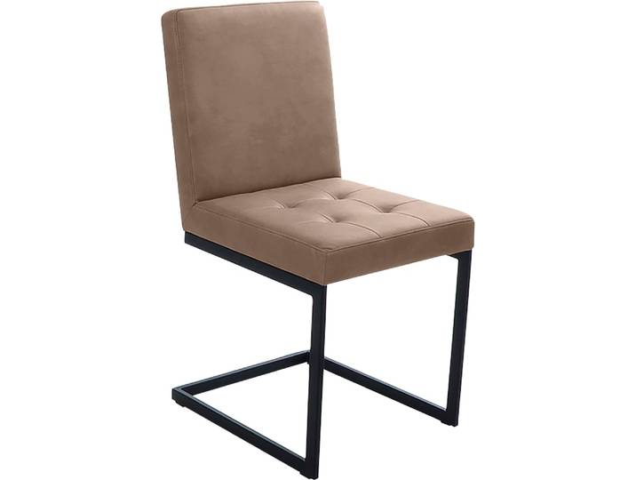Esszimmerstuhl K+W KOMFORT & WOHNEN Freischwinger , beige (sand 35), 1 Stk., Microfaser, Stühle, Esszimmerstuhl, Freischwingergestell aus Vierkantrohr schwarz, hoher Sitzkomfort