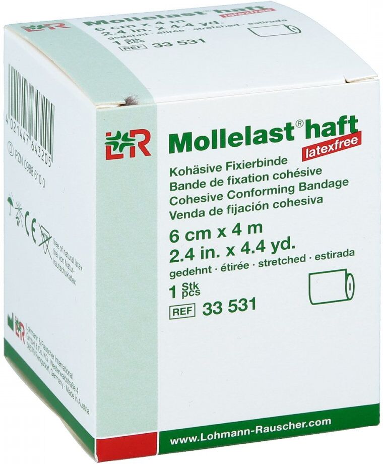 Mollelast haft latexfrei 6cmx4m gedehnt weiss 1stk