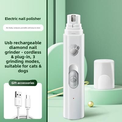 Happy Pet Pantry USB Rechargeable Dog Nail Grinder For Safe & Painless Pet Grooming white