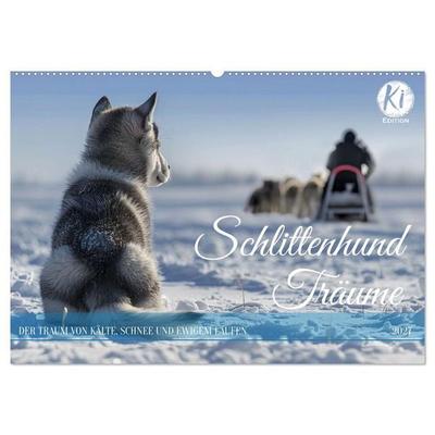 Schlittenhund Träume (Wandkalender 2027 DIN A2 quer), CALVENDO Monatskalender