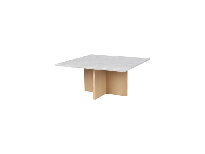 Hochwertiger Marmor Couchtisch „Brooksville“ 90 x 90 cm Eiche hell / Carrara Marmor Rowico