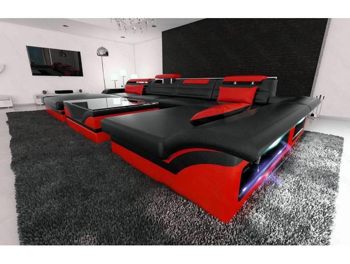 Mini Wohnlandschaft Monza Eleganz U-Form aus Leder