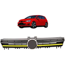Kühlergrill Schwarz glänzend Yellow Streifen passend für VW Golf 7 2012-2017