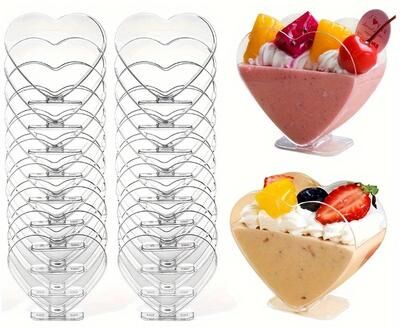 The Handy Homestead Heart Shaped Mini Clear Dessert Cups Portable Party & Tasting Disposable Cups Heart Shaped Mini Clear Dessert Cups Portable Party & Tasting Disposable Cups