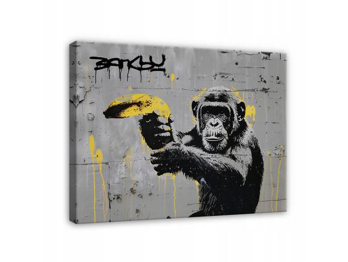 LEINWANDBILD Abstrakt Banksy Affe 60x40