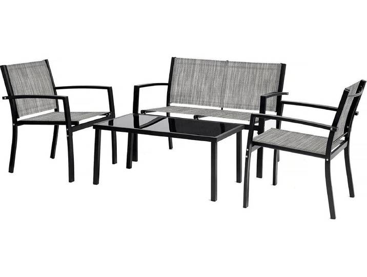 Niedrige Gartenmöbel \ Lino\ - 4 Sitzplätze - Grau
