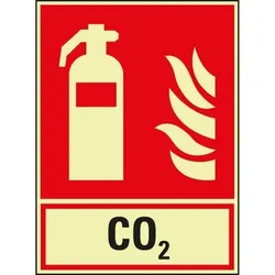 Schild I PERMALIGHT power langnachleuchtend Brandschutz-Kombischild Feuerlöscher CO2, Aluminium, 200x270mm, ASR ISO 7010 F001