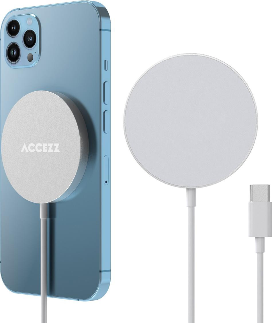 Accezz Wireless Charger USB-C - MagSafe en Qi2 Draadloze Oplader - Wit - 1 meter