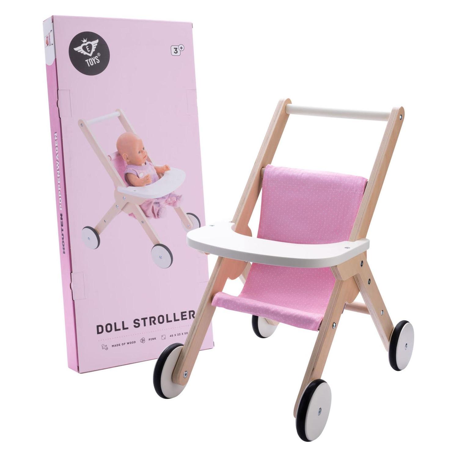 Engelhart Puppenwagen aus Holz - Rosa (604091)