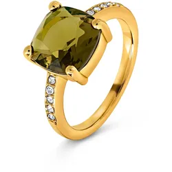 Tchibo - Ring mit grün-braunem Glaskristallstein - Damen - Gr. 20 - grün