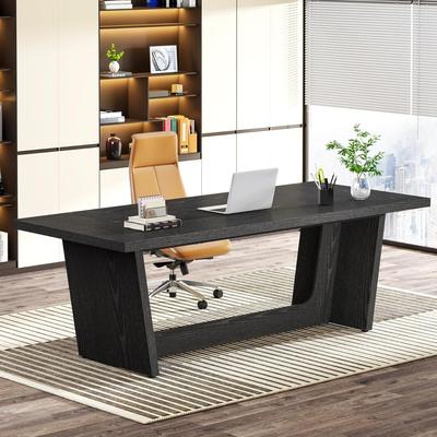 YUZHOU 70.87-Inch Executive Desk, Wood Computer Desk for Home Office, Workstation Business Furniture