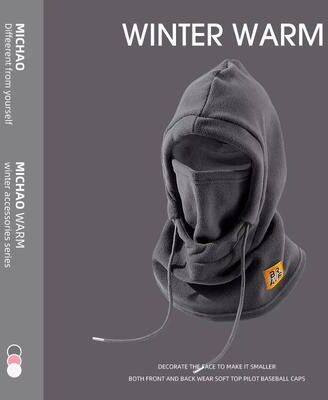 Inspired Finds Unisex Winter Fleece Balaclava Face Mask And Neck Warmer Hooded Cap gray Toggle