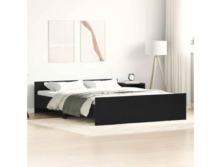 Holzwerkstoff Stabilität Schlafzimmer Bettgestell 160x200 cm Braun Bettgestell ohne Matratze Schwarz Eichen-Optik 160x200 cm Metallfrei Stabil Holz Lattenrost Schlafzimmer Möbel