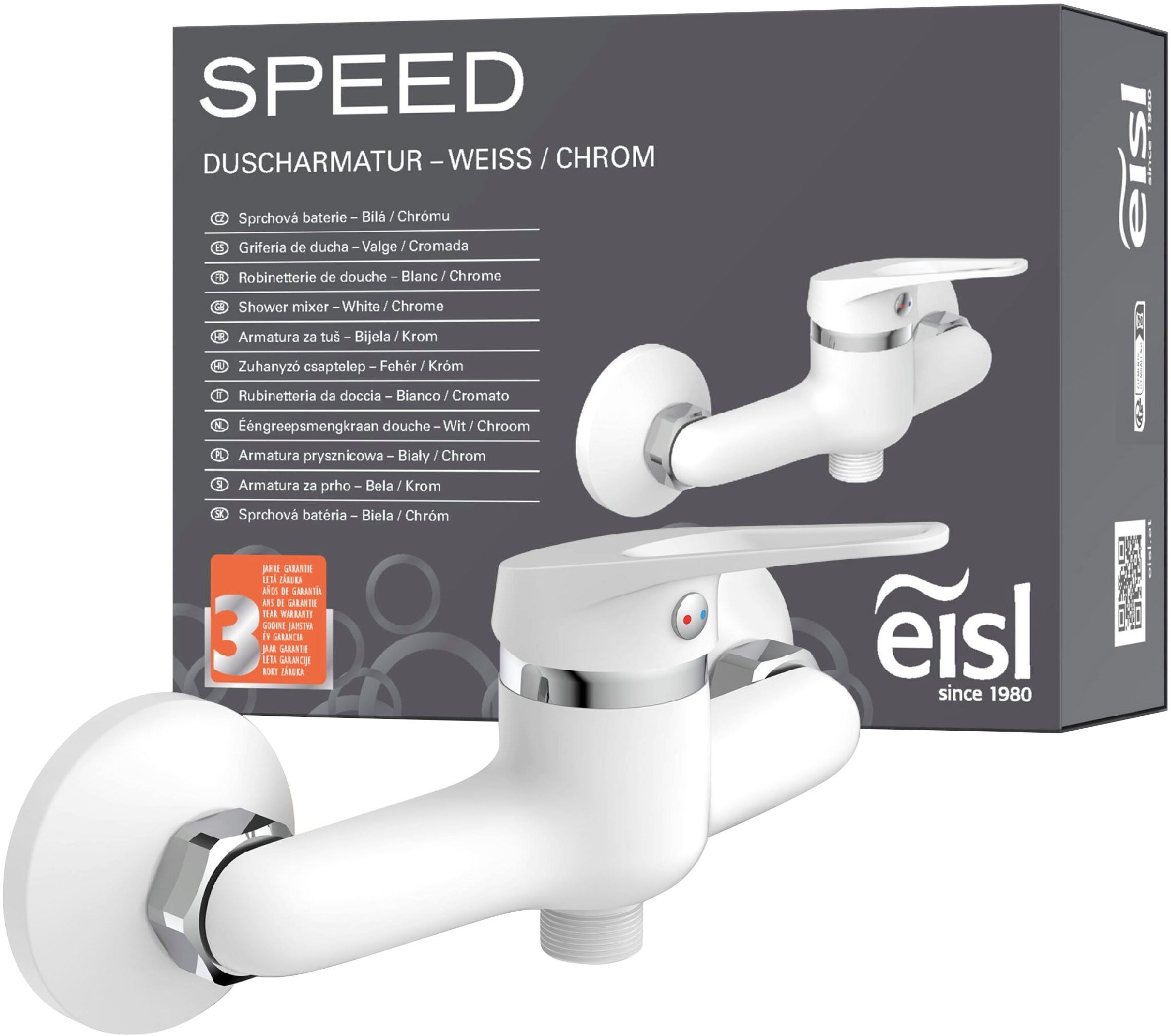 Badarmatur EISL "3-teilige Serie SPEED", weiss (weiß), Messing, Armaturen, Badarmatur, geräuscharm, Marken-Mischdüse weiß Einheitsgröße