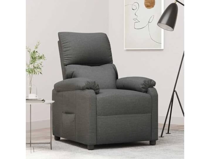 Relaxsessel Dunkelgrau Stoff mit Manueller Liegefunktion 3 Positionen Manuell 3 Positionen, gepolstert, Stoffbezug, Holz-Metall-Rahmen, TV-Sessel