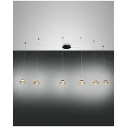 Fabas Luce Arabella Pendelleuchte inkl. Smartluce LED 6x8W Metall und geblasenes Glas Amber