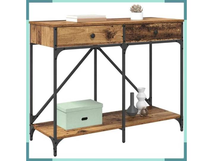Table console - 882806 - Bois d'ingénierie - Bois ancien - 1 tiroir & 1 étagère