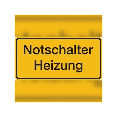 Hinweisschild, Notschalter Heizung - 200x100x0.45 mm Aluminium geprägt