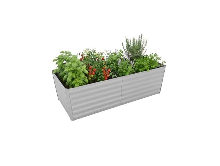 Relaxdays jardinière surélevée métal galvanisé 57x180x90 cm rectangulaire pour légumes\, Herbes et Fleurs Gris Clair