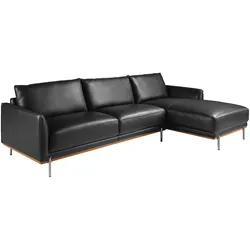 AC ANGEL CERDA Angel Cerdá  Rechtes Chaiselongue Sofa schwarzes Leder 6197C