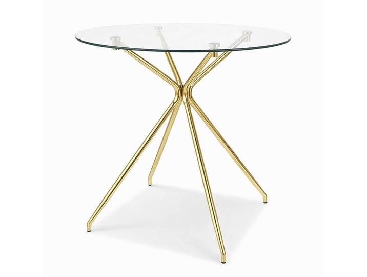 Feldmann-Wohnen Esstisch Azalia (runde Tischplatte 80x80cm, 1-St., moderner Esstisch, Metallgestell in gold), 80x80x75cm Glas / gold