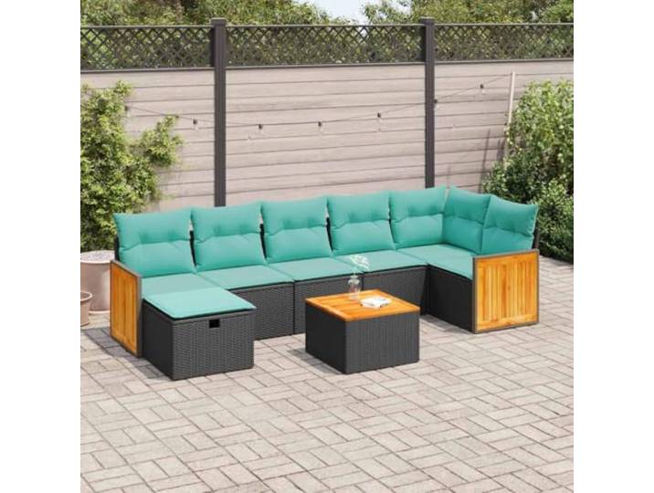 YUTAASU 8-TLG. Poly Rattan Sofagarnitur Schwarz mit Kissen