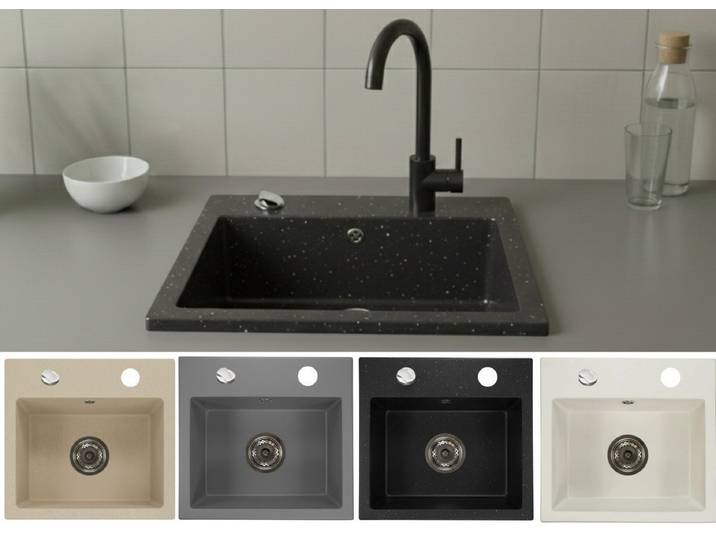Faizee Home Granitspüle Faizee Home, Granitspüle Compact 44×41,5 cm – Küchenspüle Spülbecken