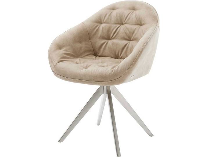 DELIFE Polsterstuhl Gaio-Flex, Kreuzgestell kantig Edelstahl Mikrofaser Beige Vintage