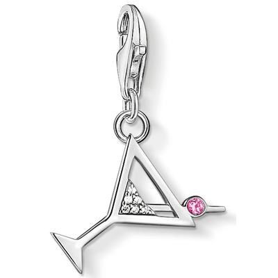 Charm-Einhänger THOMAS SABO "Cocktail", rosa (silberfarben, weiß, rosa, weiß, rosa), Charms, Damen, Silber 925 (recycelt), mit Zirkonia (synth.)
